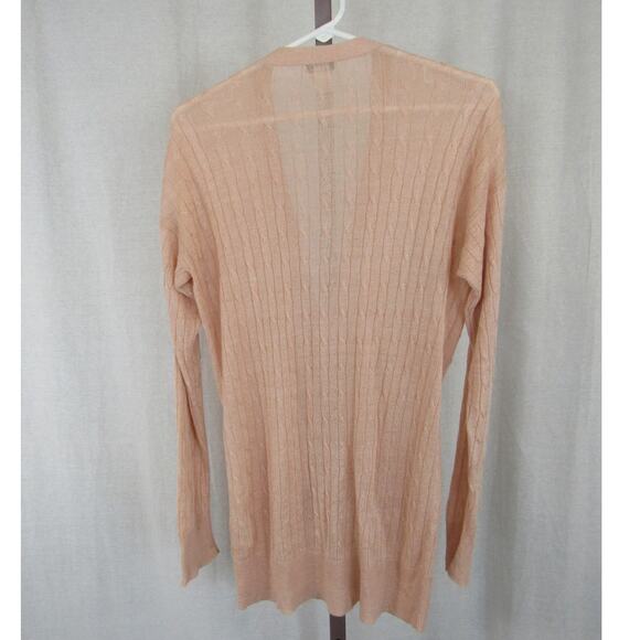 J.Crew Small 100% Linen Peachy Pink Lightweight Open Knit Cardigan Cable Knit - Picture 5 of 5